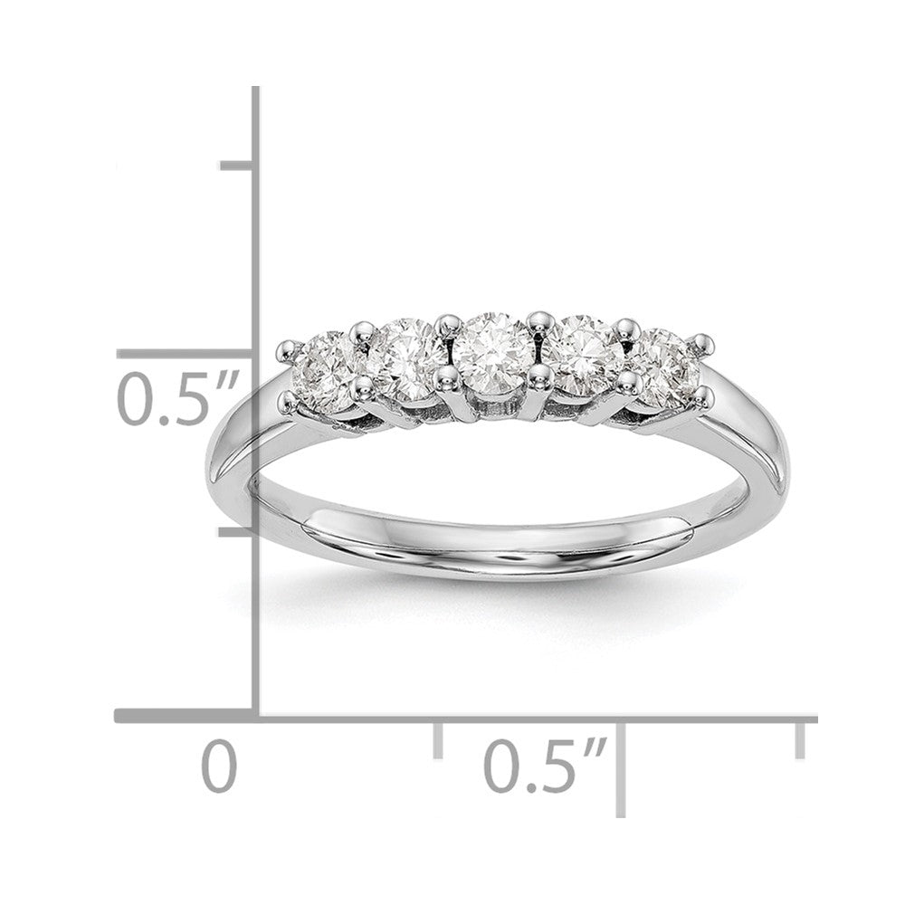 14K White Gold 5-Stone Shared Prong 3/4 carat Round Complete Diamond Wedding Band Ring