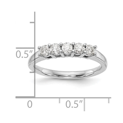 14K White Gold 5-Stone Shared Prong 3/4 carat Round Complete Diamond Wedding Band Ring