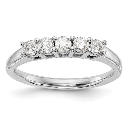 14K White Gold 5-Stone Shared Prong 3/4 carat Round Complete Diamond Wedding Band Ring