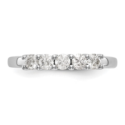 14K White Gold 5-Stone Shared Prong 1 carat Round Complete Diamond Wedding Band Ring
