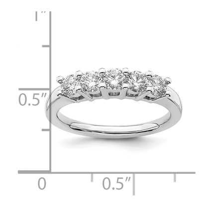 14K White Gold 5-Stone Shared Prong 1 carat Round Complete Diamond Wedding Band Ring