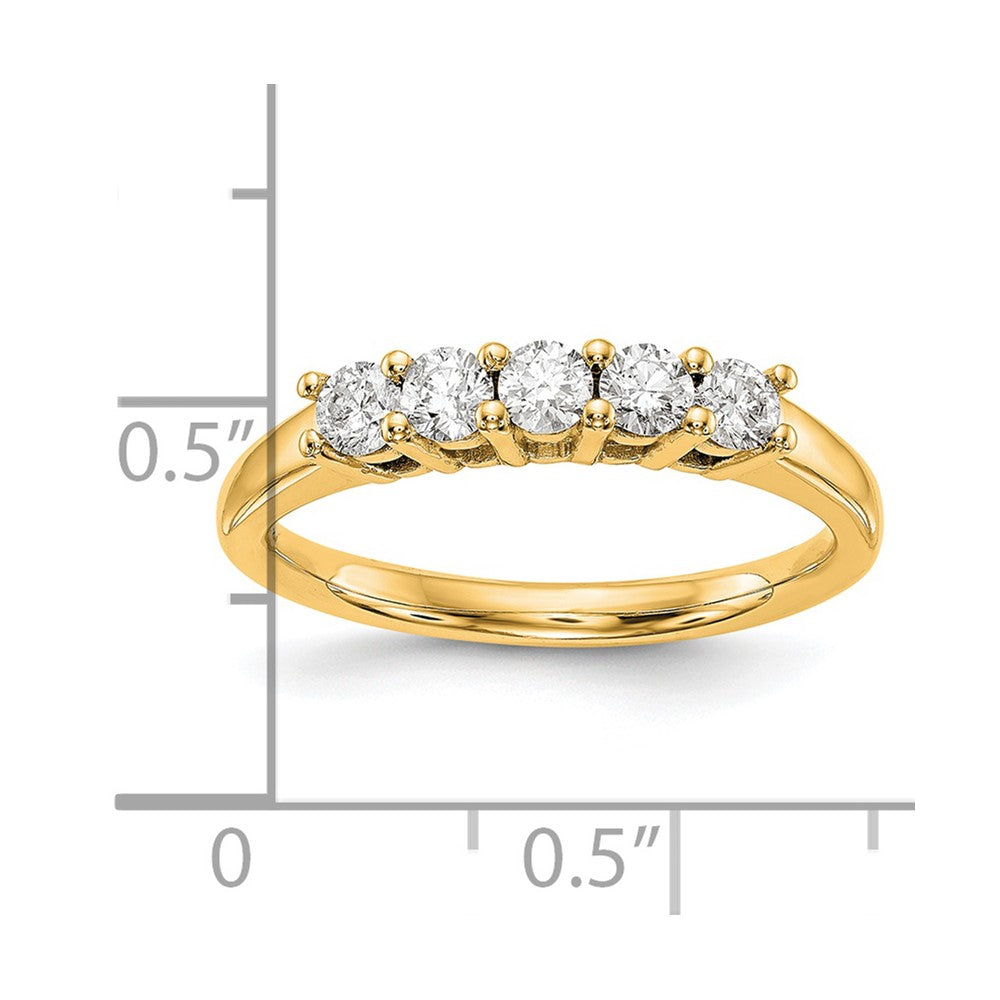 14K Yellow Gold 5-Stone Diamond Wedding Band Ring