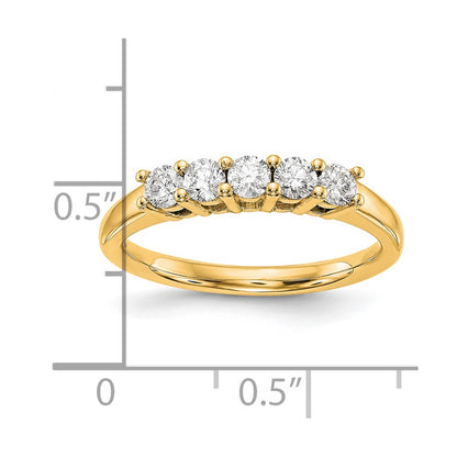 14K Yellow Gold 5-Stone Diamond Wedding Band Ring