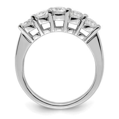 14K White Gold 5-Stone Shared Prong 1.25 carat Round Complete Diamond Wedding Band Ring