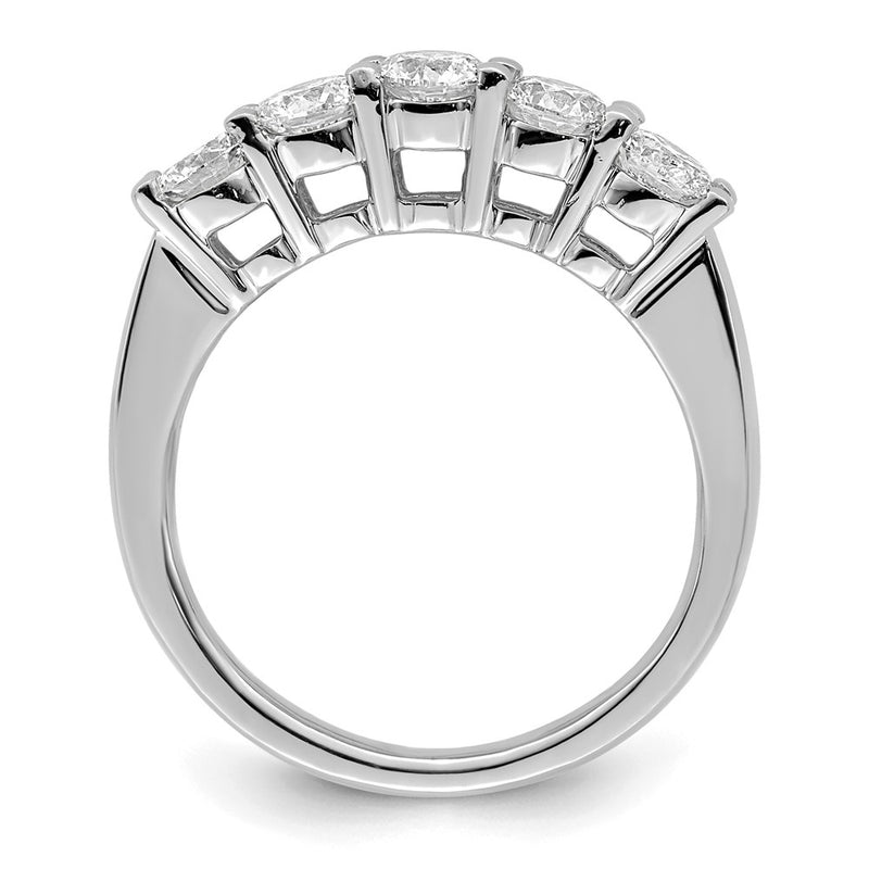 14K White Gold 5-Stone Shared Prong 1.25 carat Round Complete Diamond Wedding Band Ring
