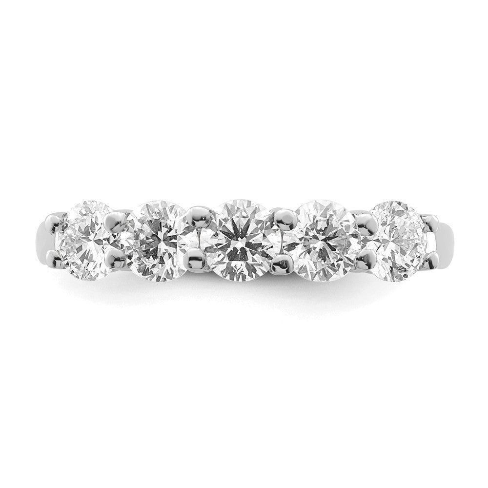 14K White Gold 5-Stone Shared Prong 1.25 carat Round Complete Diamond Wedding Band Ring