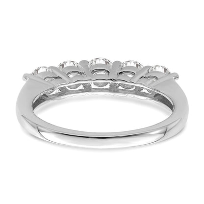 14K White Gold 5-Stone Shared Prong 1.25 carat Round Complete Diamond Wedding Band Ring