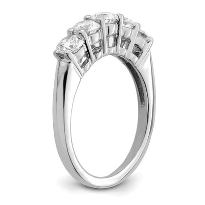 14K White Gold 5-Stone Shared Prong 1.25 carat Round Complete Diamond Wedding Band Ring