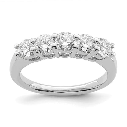 14K White Gold 5-Stone Shared Prong 1.25 carat Round Complete Diamond Wedding Band Ring