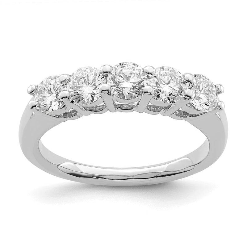 14K White Gold 5-Stone Shared Prong 1.25 carat Round Complete Diamond Wedding Band Ring