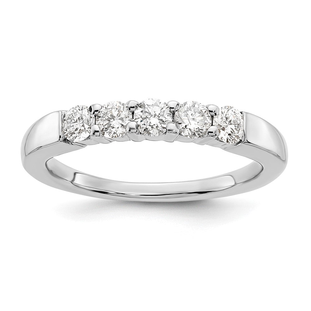 14k White Gold 1/2 Ct. Lab Grown Diamond VS/SI+ G+ Five Stone Fashion Band Ring