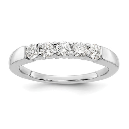 14k White Gold 1/2 Ct. Lab Grown Diamond VS/SI+ G+ Five Stone Fashion Band Ring
