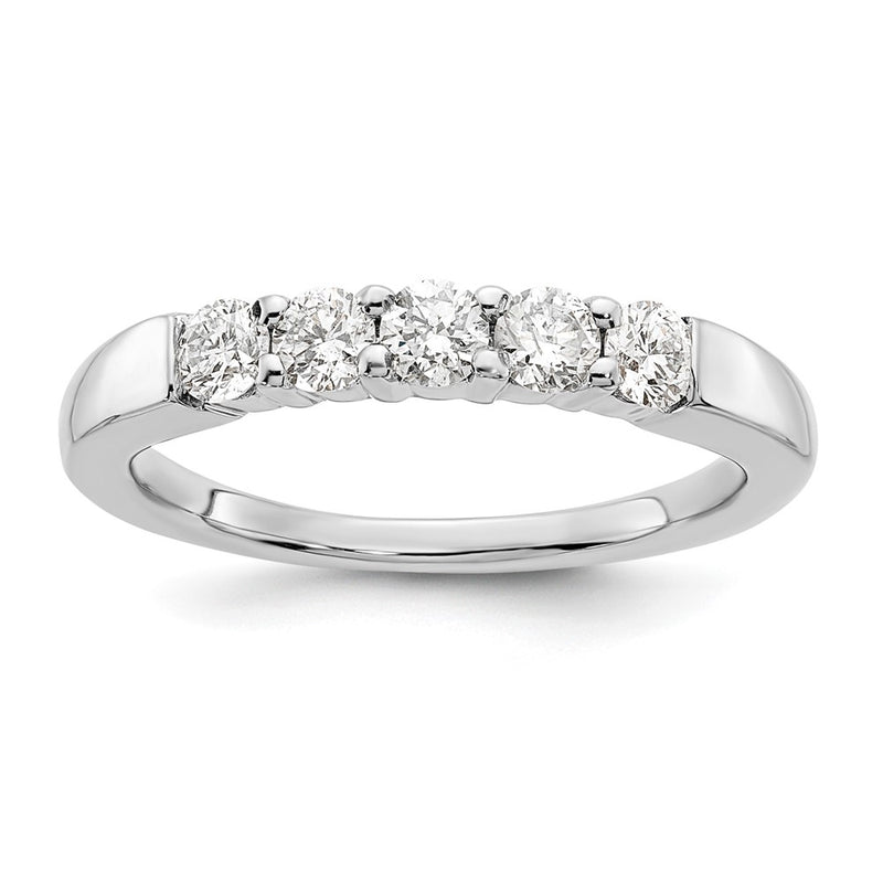 14k White Gold 1/2 Ct. Lab Grown Diamond VS/SI+ G+ Five Stone Fashion Band Ring