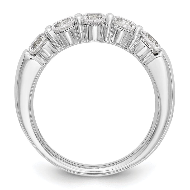 14K White Gold 5-Stone Real Diamond Band