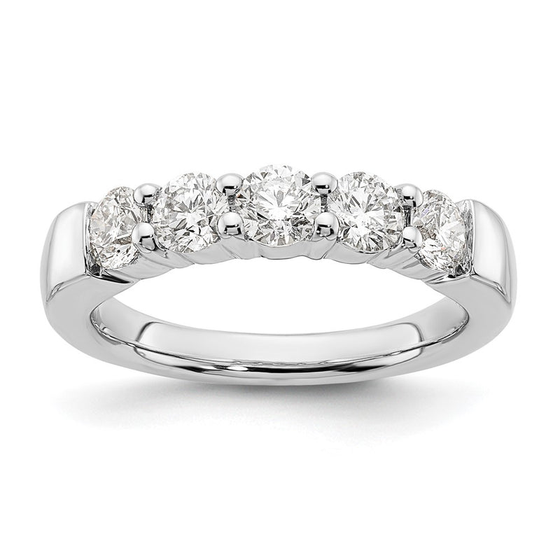 14k White Gold 1 Ct. Lab Grown Diamond VS/SI+ G+ Five Stone Fashion Band Ring