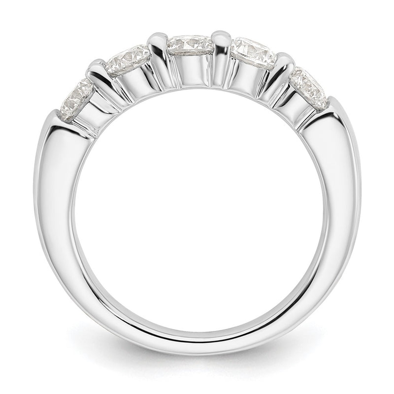14K White Gold 5 Stone Shared Prong 1.5 Carat Round Complete Diamond Band
