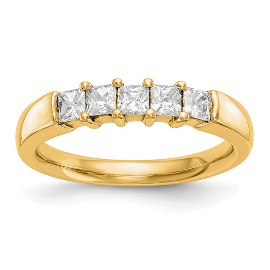 14K Yellow Gold 5 Stone Diamond Band