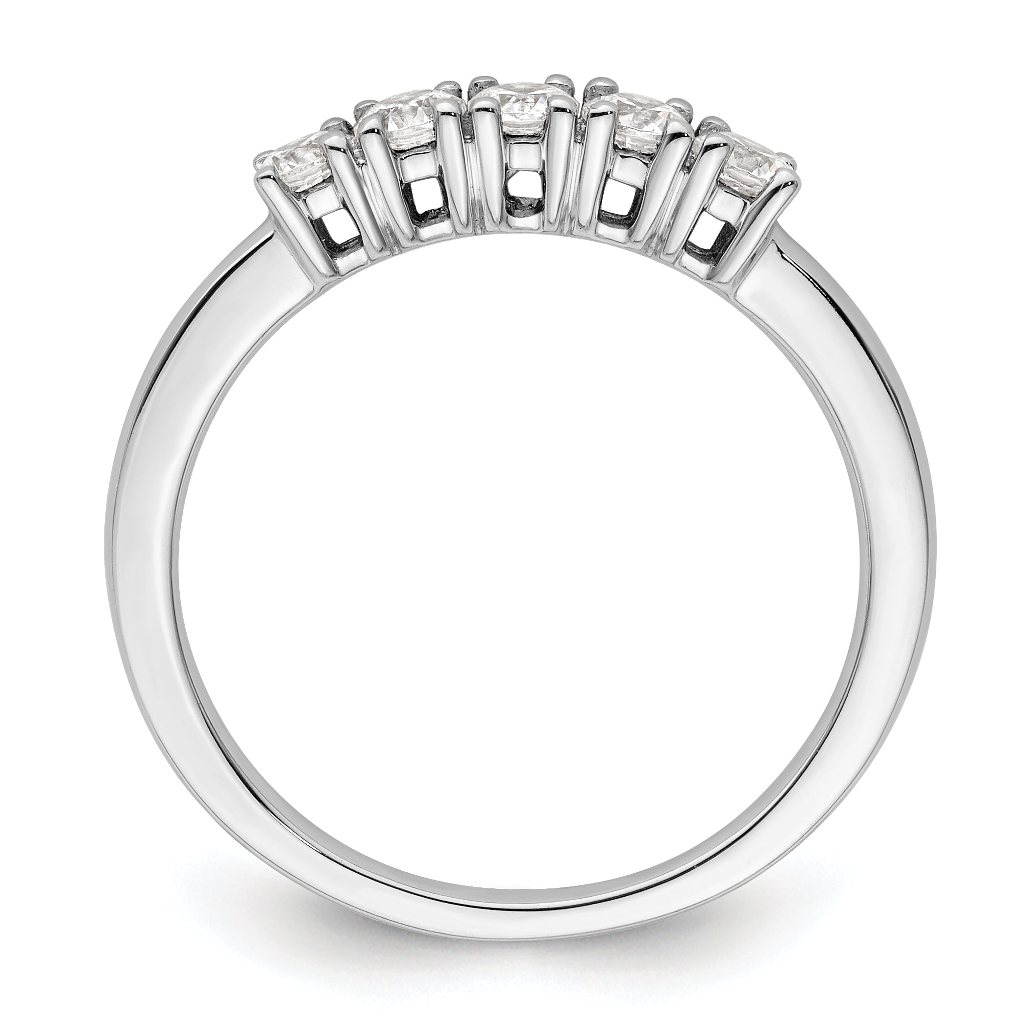 14K White Gold 5-Stone Real Diamond Band