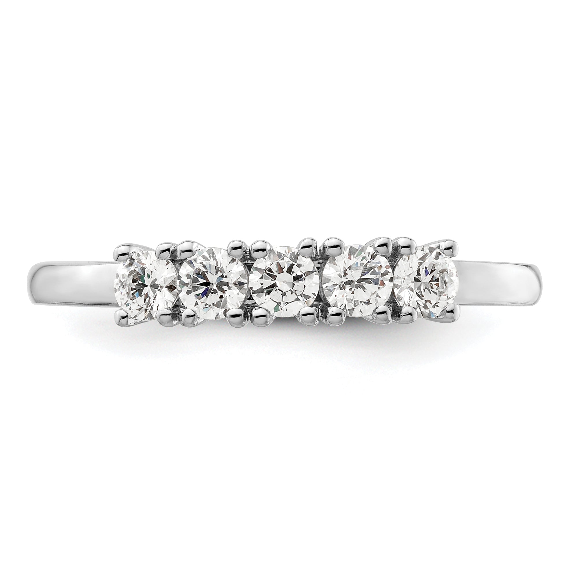 14K White Gold 5-Stone Real Diamond Band