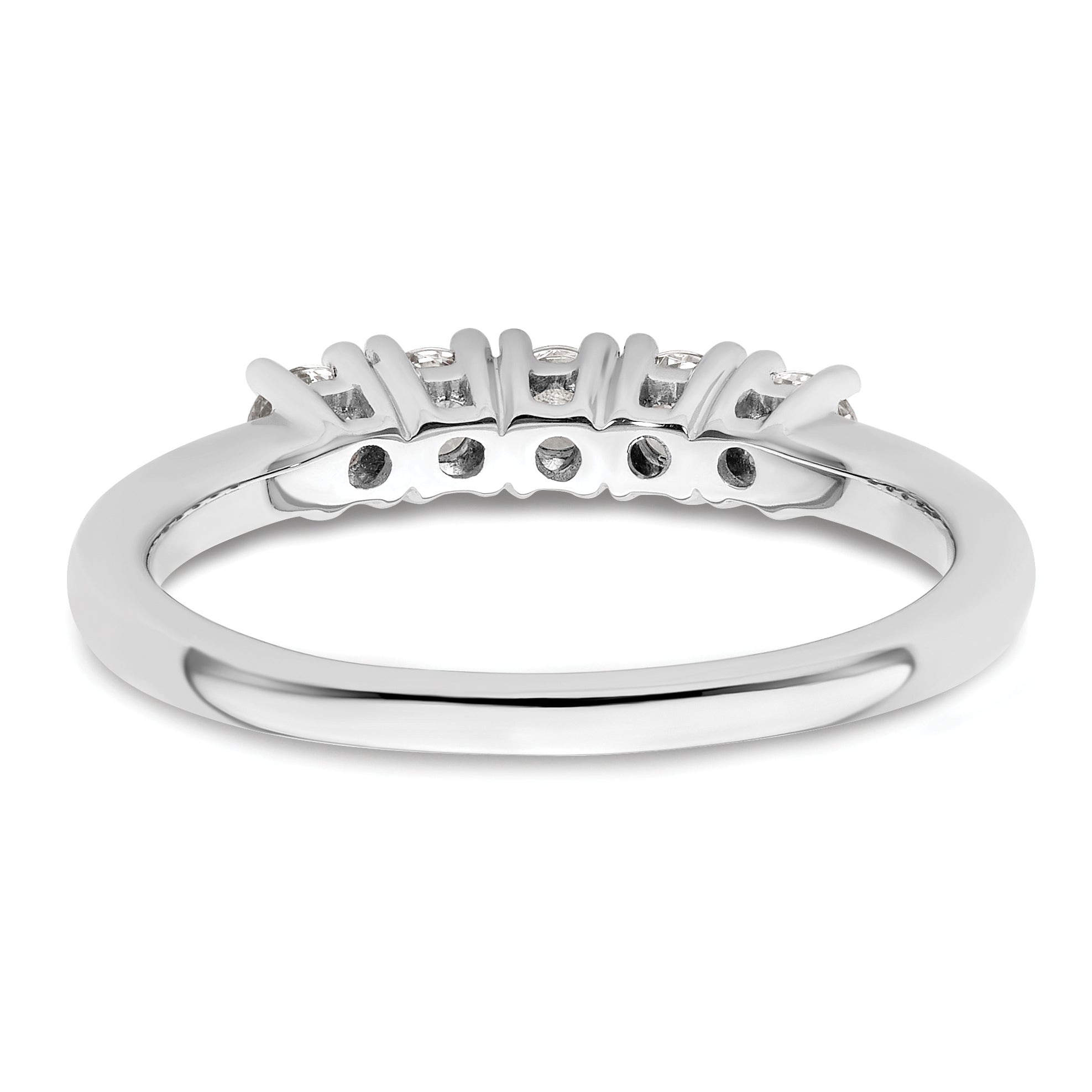 14K White Gold 5-Stone Real Diamond Band