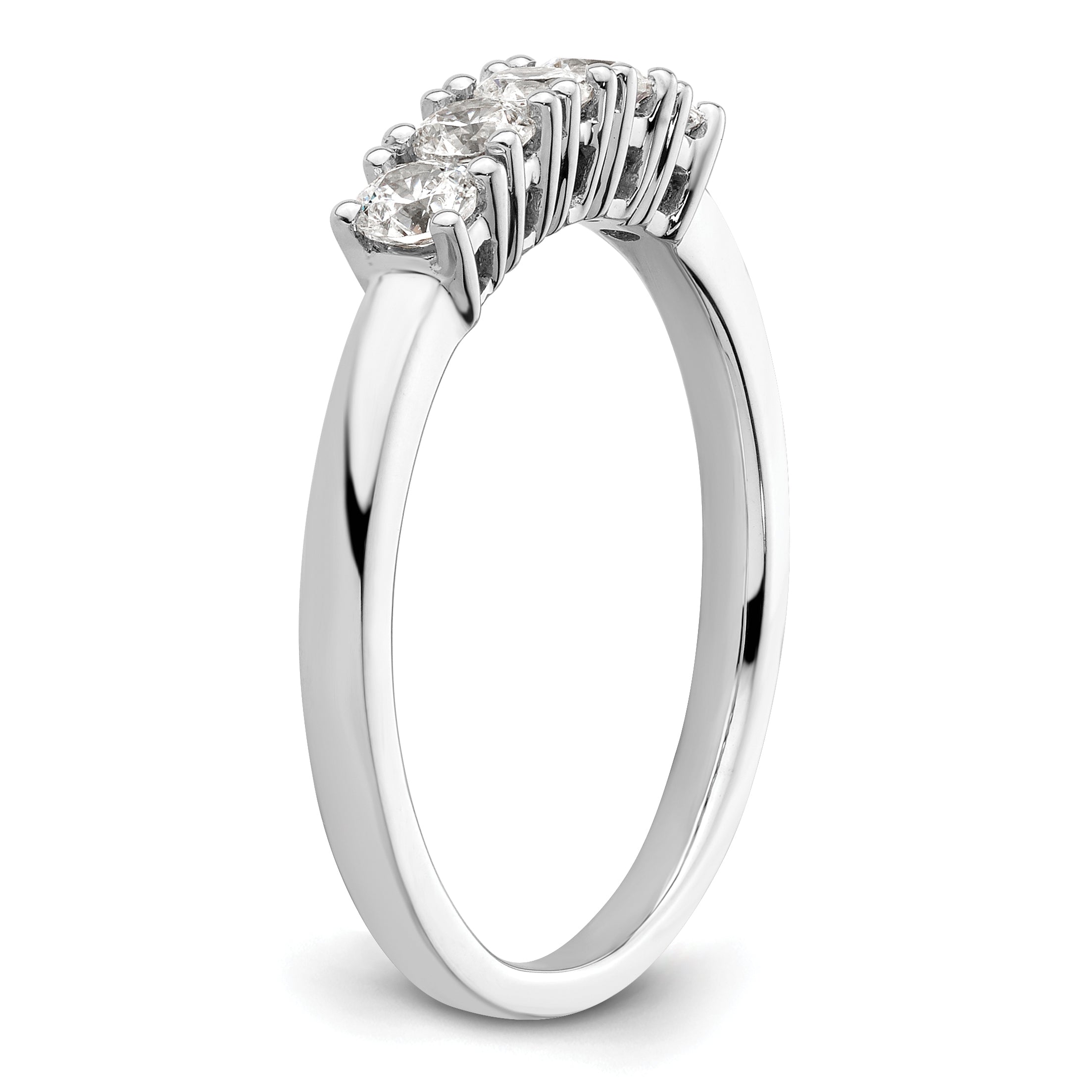 14K White Gold 5-Stone Real Diamond Band