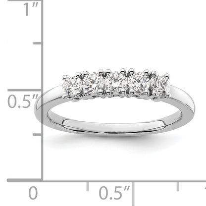14K White Gold 5-Stone Real Diamond Band