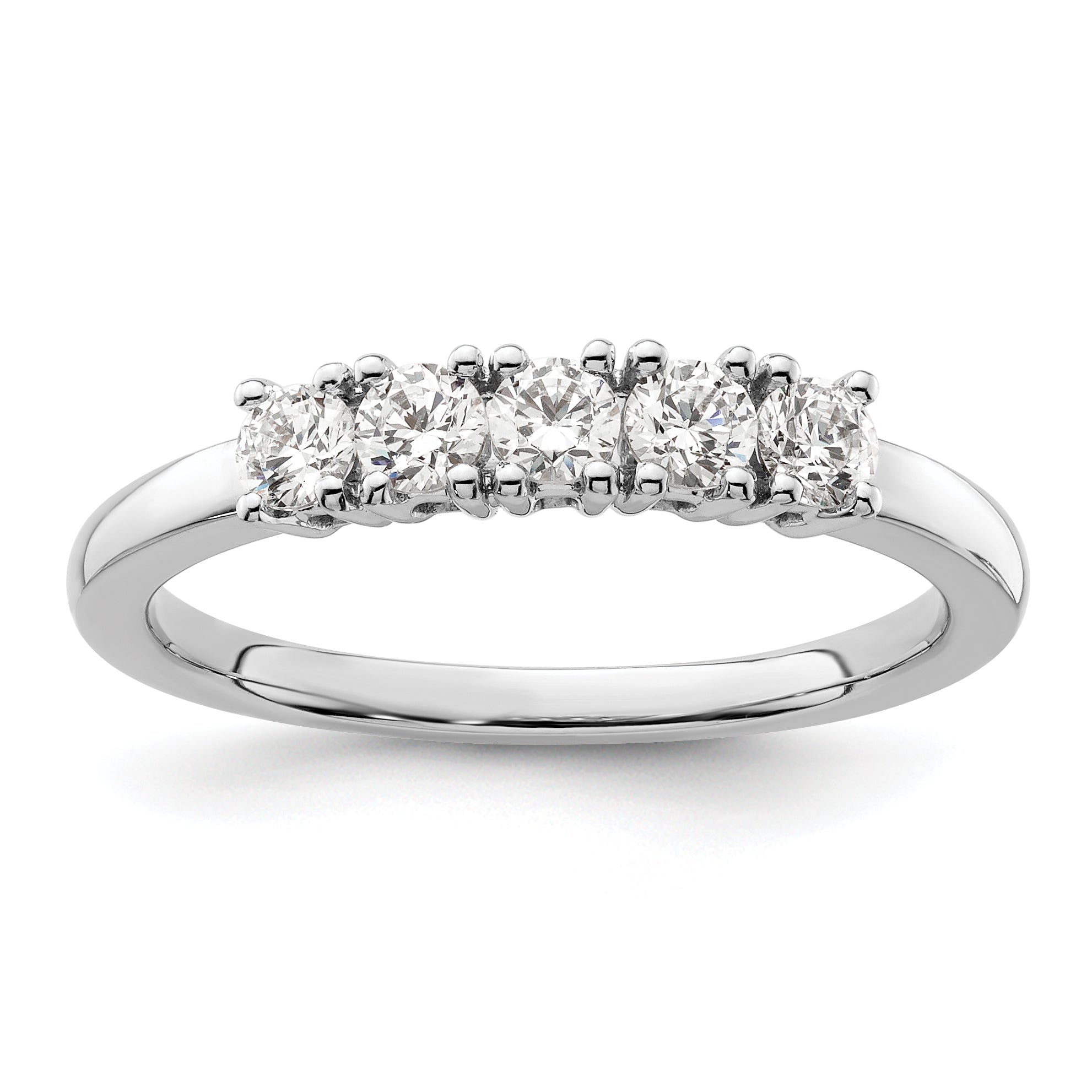 14K White Gold 5-Stone Real Diamond Band
