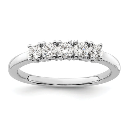 14K White Gold 5-Stone Real Diamond Band