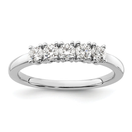 14K White Gold 5-Stone Real Diamond Band