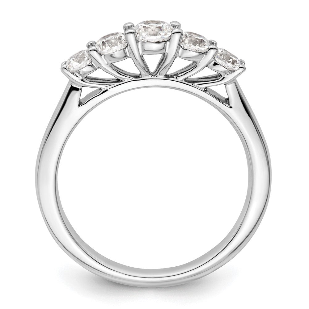 14K White Gold 5 Stone Simulated Diamond Band