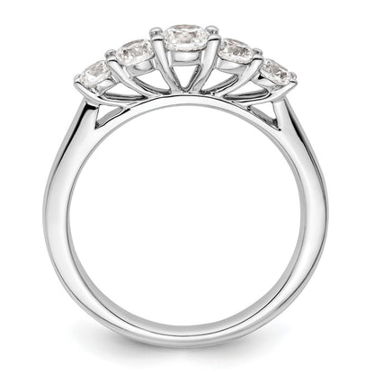 14K White Gold 5 Stone Simulated Diamond Band