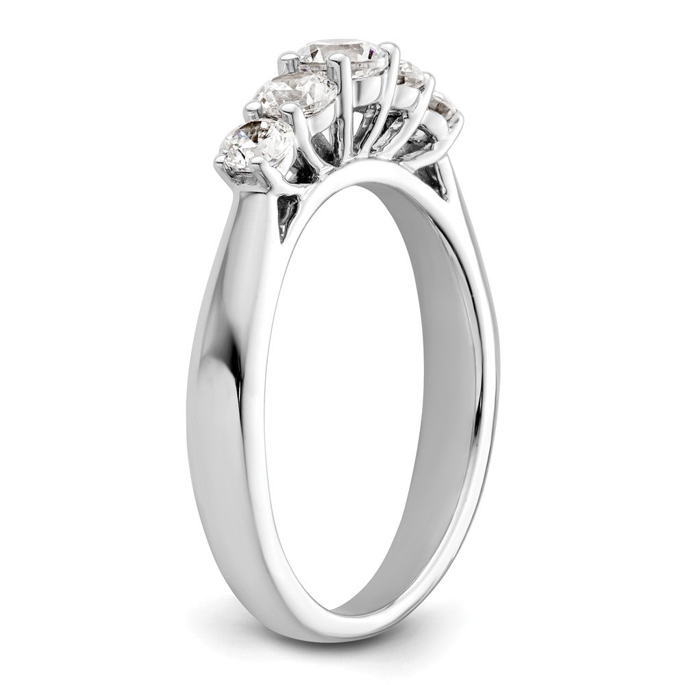 14K White Gold 5 Stone Simulated Diamond Band
