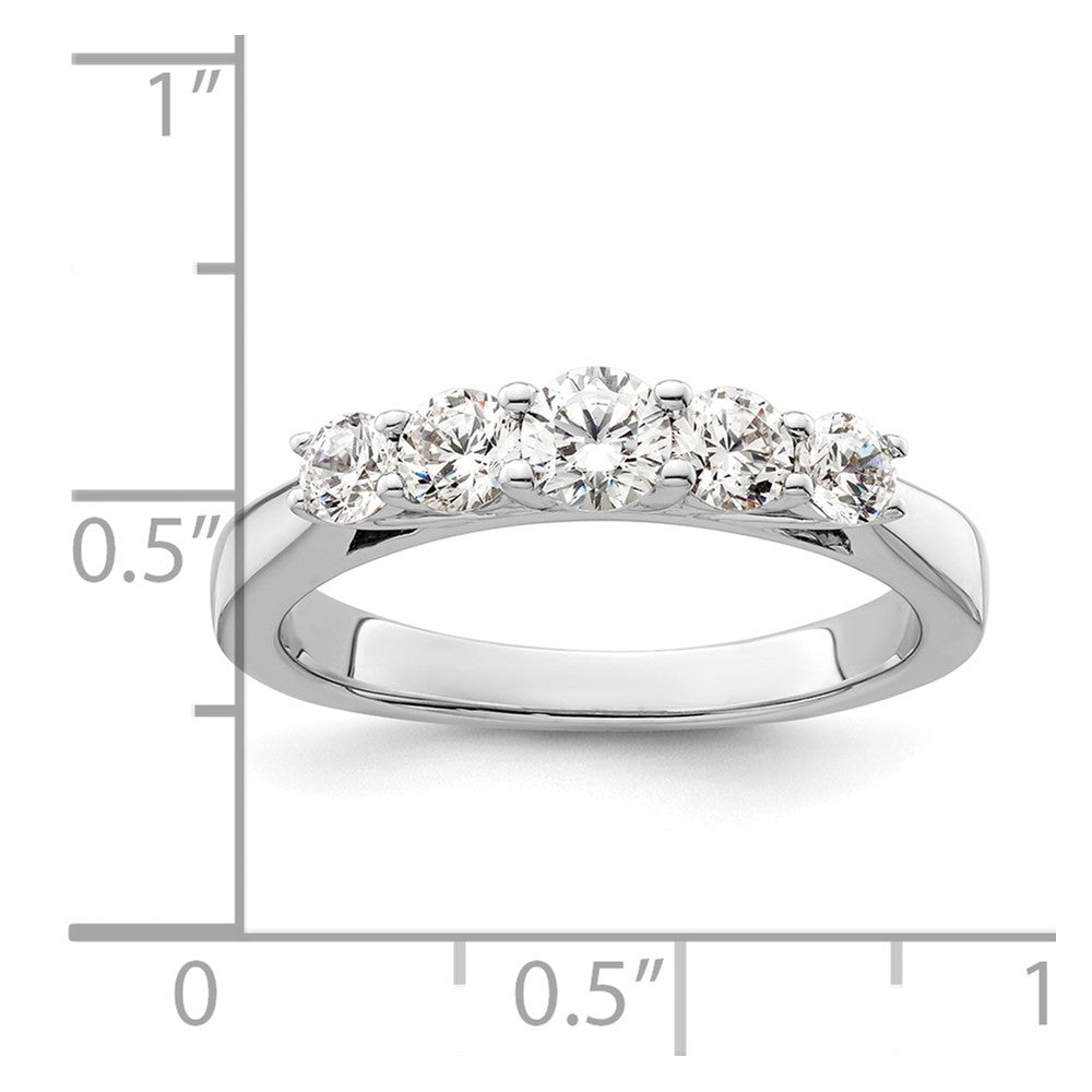14K White Gold 5 Stone Simulated Diamond Band