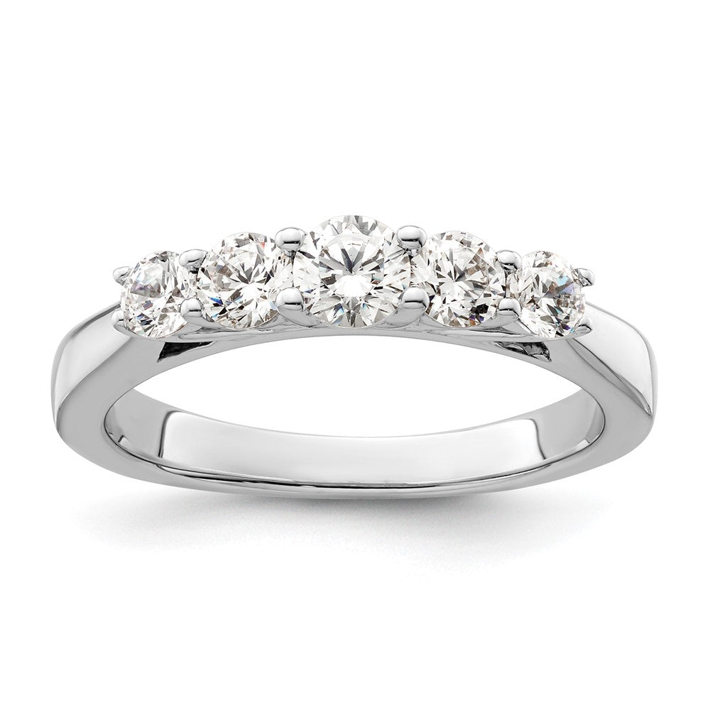 14K White Gold 5 Stone Simulated Diamond Band