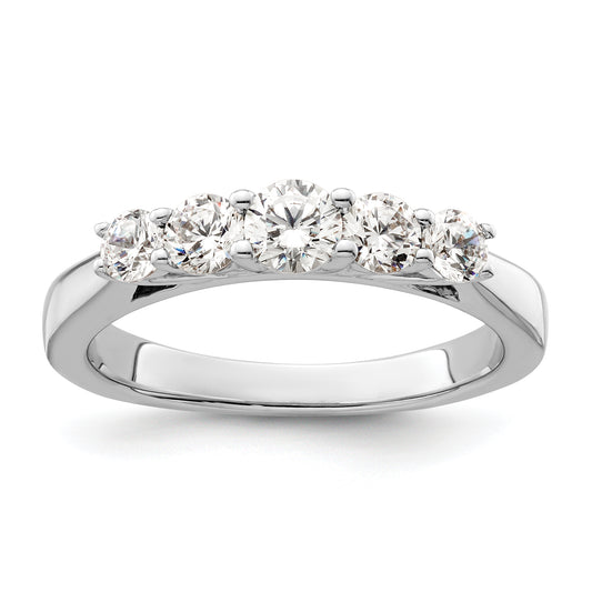 14K White Gold 5 Stone Simulated Diamond Band