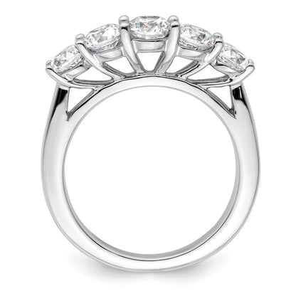 14K White Gold 5 Stone Simulated Diamond Band