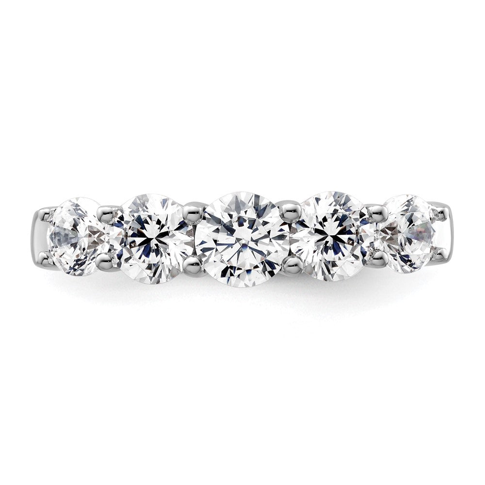 14K White Gold 5 Stone Simulated Diamond Band