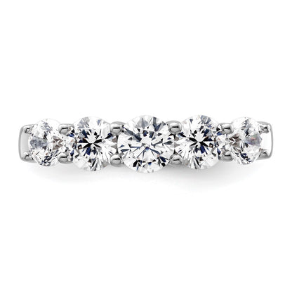 14K White Gold 5 Stone Simulated Diamond Band
