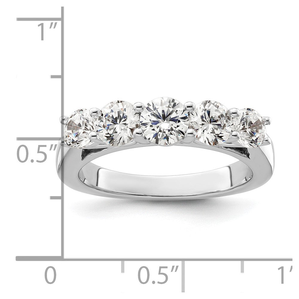 14K White Gold 5 Stone Simulated Diamond Band