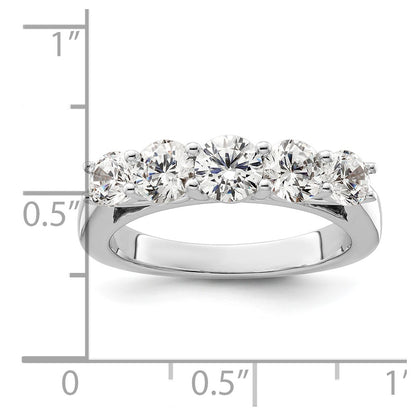 14K White Gold 5 Stone Simulated Diamond Band