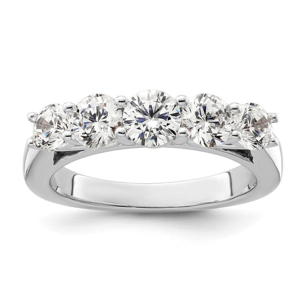 14K White Gold 5 Stone Simulated Diamond Band