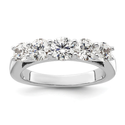 14K White Gold 5 Stone Simulated Diamond Band
