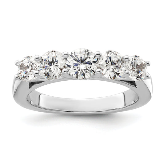 14K White Gold 5 Stone Simulated Diamond Band