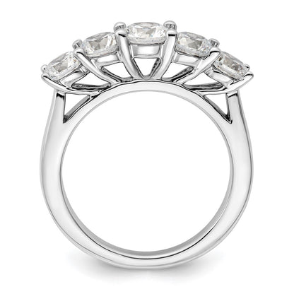 14K White Gold 5 Stone Simulated Diamond Band