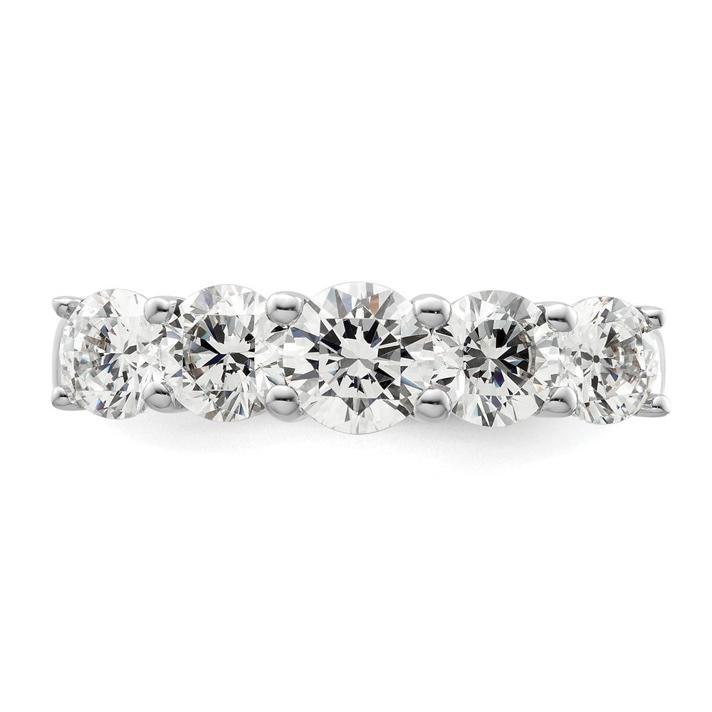 14K White Gold 5 Stone Simulated Diamond Band
