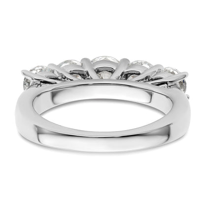 14K White Gold 5 Stone Simulated Diamond Band