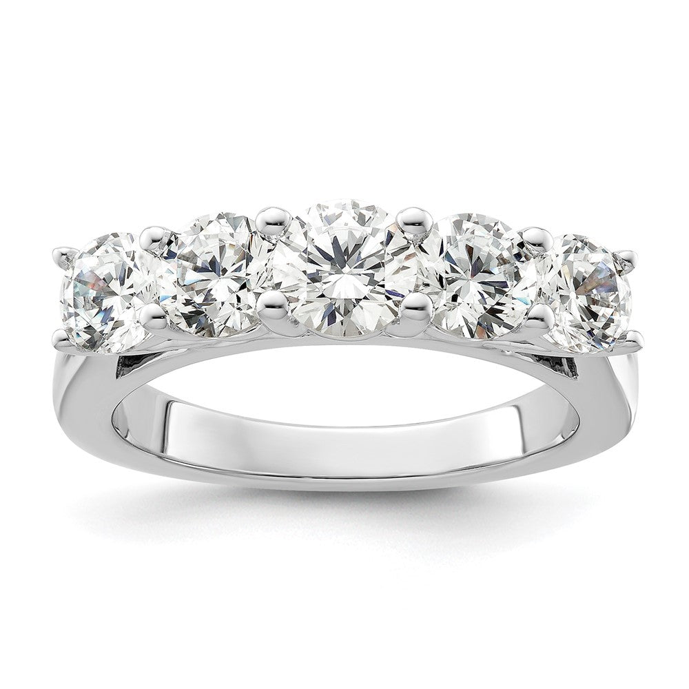 14K White Gold 5 Stone Simulated Diamond Band