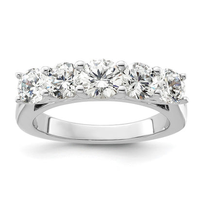 14K White Gold 5 Stone Simulated Diamond Band