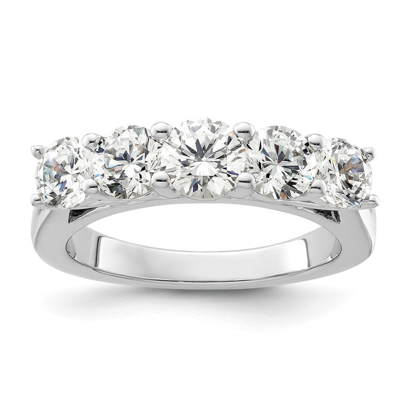 14K White Gold 5 Stone Simulated Diamond Band
