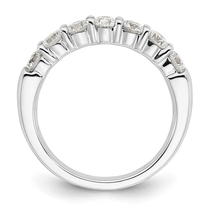 14K White Gold 7 Stone Shared Prong 1.2 Carat Complete Round Diamond Band